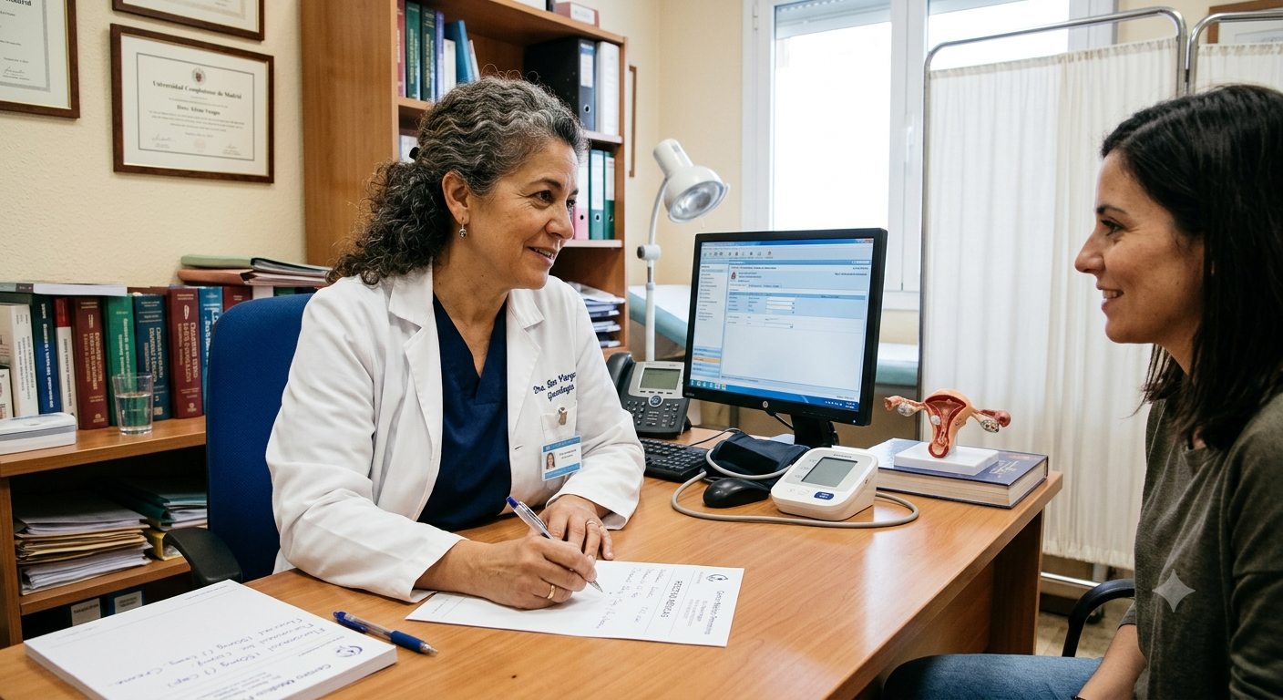 Médica atendiendo a una paciente en consulta